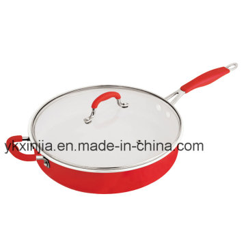 Geschirr Rote Farbe Aluminium Keramik Beschichtung Bratpfanne, Steak Pan, Kochgeschirr Set